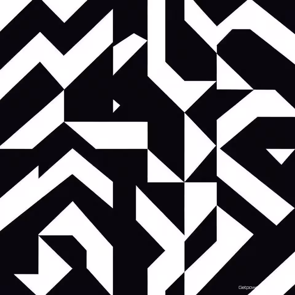 Abstract, minimalistisch geometrisch patroon, modern ontwerp, monochroom kleurenschema, naadloos herhalend motief, effen wit achtergrond, schone lijnen, moderne esthetiek, precieze vectorelementen, professionele branding textuur