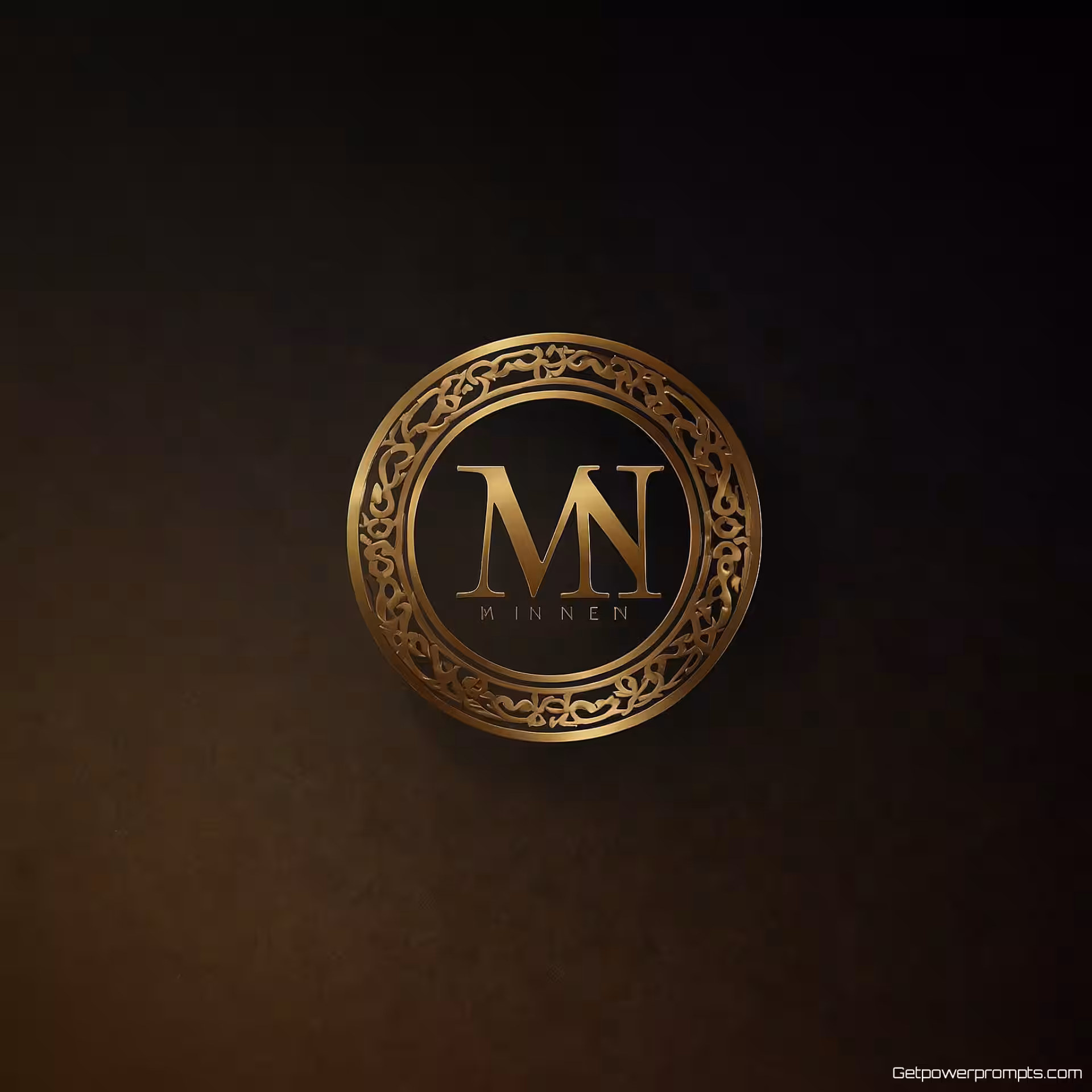 MN, vintage, gradiënt achtergrond, natuurlijk licht verlichting, goud en zwart, gecentreerde compositie, elegante typografie, professionele branding