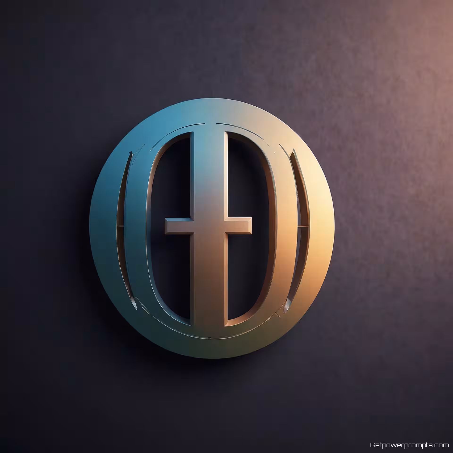 Bedrijfsmonogram, 3D rendering, verloop achtergrond achtergrond, zacht omgevingslicht verlichting, hoekig perspectief perspectief, professionele branding, scherpe focus, schone esthetiek