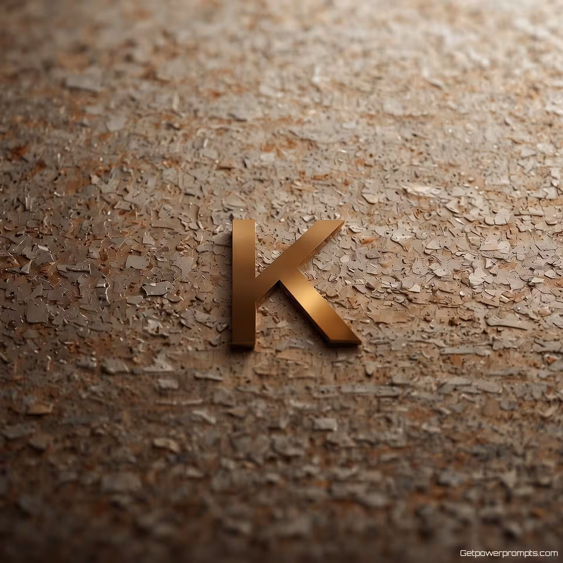 Merkinitiaal, digitale illustratie, natuurlijke textuur achtergrond, zacht omgevingslicht verlichting, bovenaanzicht perspectief, professionele branding, scherpe focus, schone esthetiek