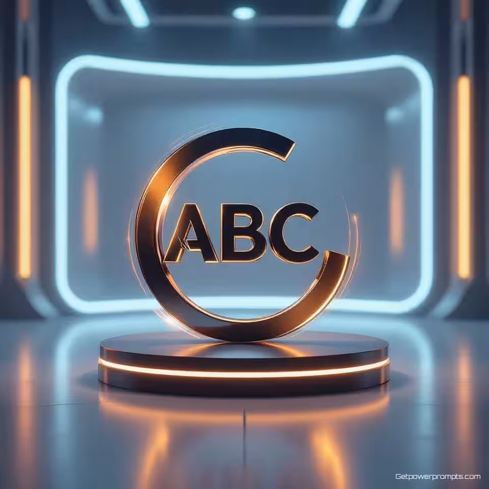 ABC monogram, roterende animatie animatie, studio achtergrond achtergrond, studio verlichting verlichting, modern kleurenschema kleurenschema, dynamische beweging, digitale branding, vloeiende overgangen, professionele presentatie, moderne typografie-effecten