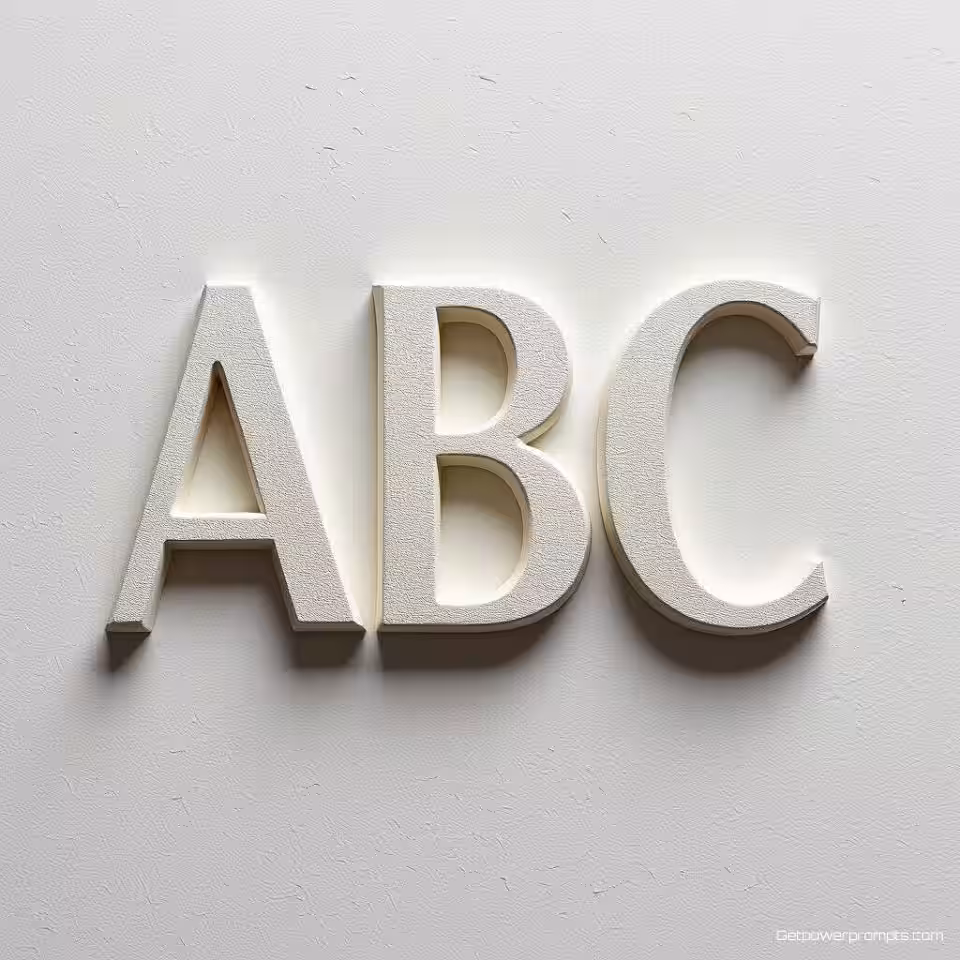 ABC monogram, papier oppervlak, geëmbosseerde letters, studiobelichting verlichting, witte achtergrond achtergrond, fotorealistische mockup, tactiele textuur, professionele branding, gedetailleerde close-up, realistische materiaalweergave