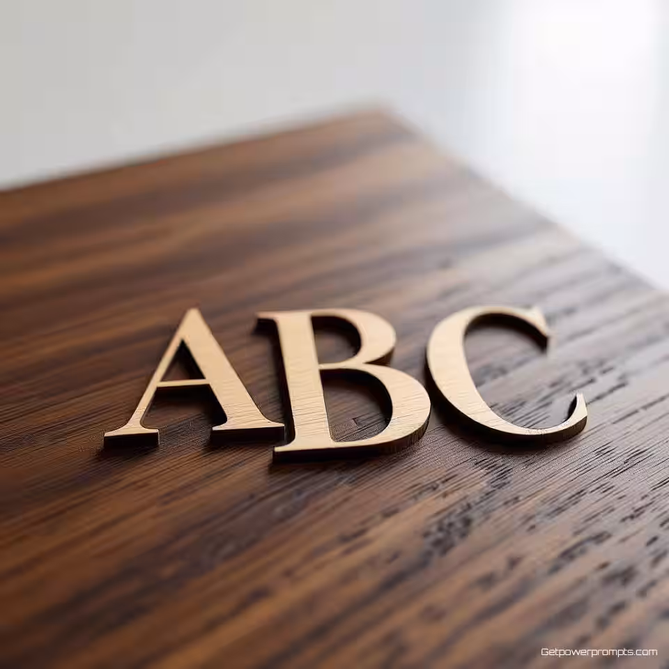 ABC monogram, donkere walnoot oppervlak, laser gegraveerde typografie, fotorealistisch weergave, studiobelichting verlichting, effen zwart achtergrond, gedetailleerde houtnervatuur, professionele branding, precieze laseretsing, natuurlijk materiaal esthetiek, realistisch houtoppervlak, modern vakmanschap