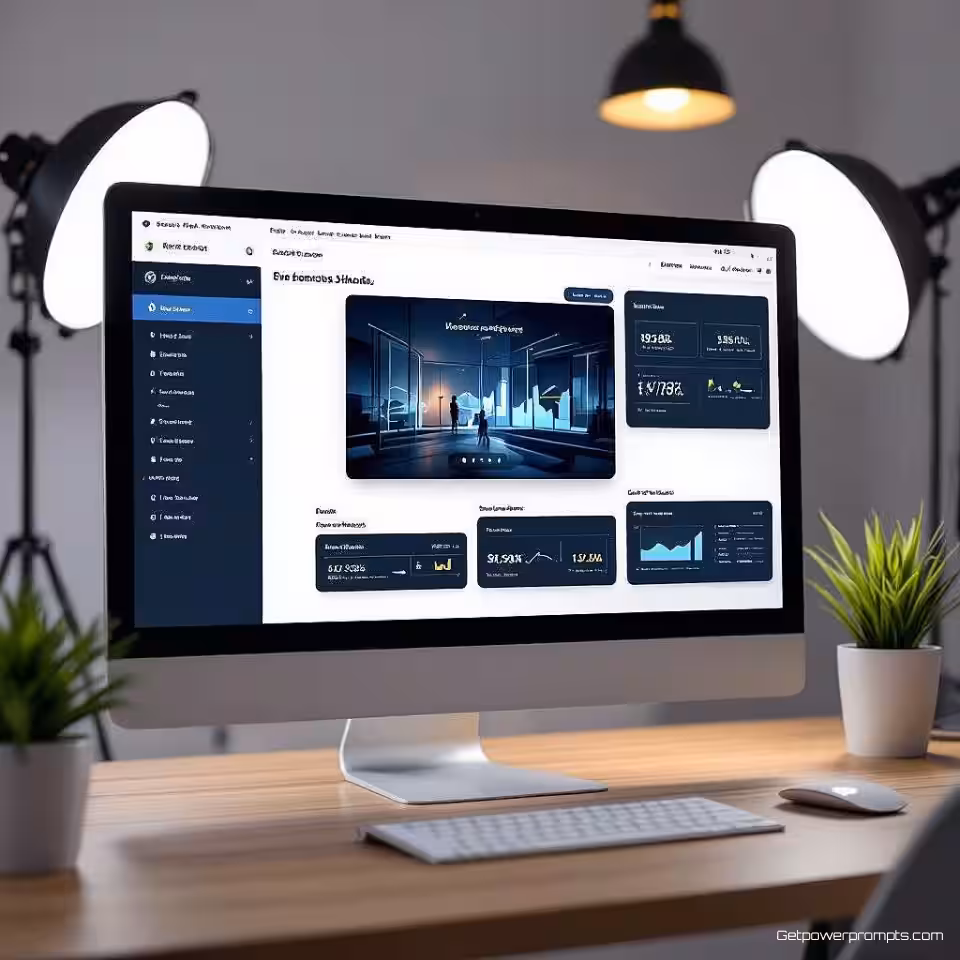 Website dashboard, fotorealistisch mockup, studio achtergrond, studio verlichting verlichting, close-up perspectief, professioneel atmosfeer, professionele branding toepassing, realistische digitale interface, visuele identiteit integratie, moderne design presentatie