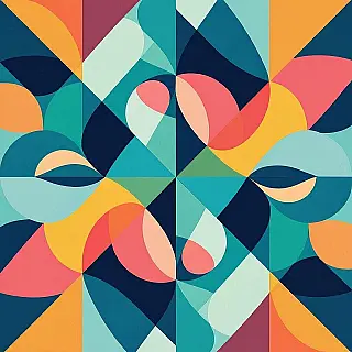 Geometrische patronen en abstracte vormen, schone digitale esthetiek digitale collage, kleurverloop achtergrond achtergrond, zachte pastel kleuren, meerdere gelaagde elementen lay-out, zachte dromerige atmosfeer sfeer, mixed media esthetiek, visuele verhaalvertelling, merkidentiteit, gelaagde compositie, artistieke rangschikking, hedendaags ontwerp, digitale kunstfusie