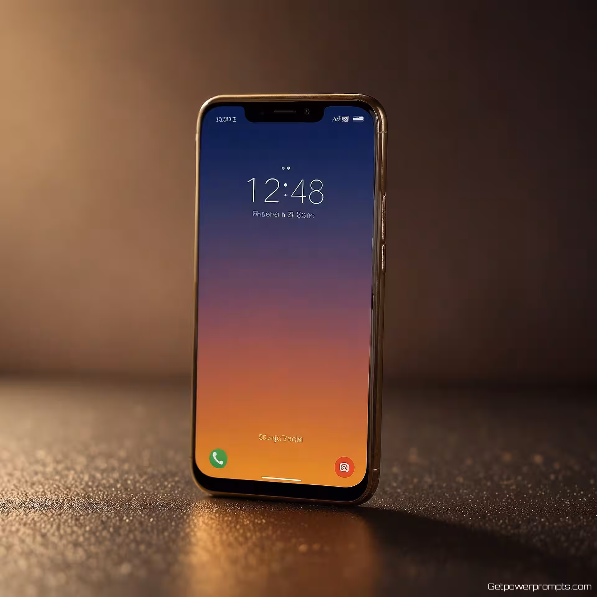 Premium smartphone, professionele productfotografie, kleurverloop achtergrond, gouden uur belichting, scherpe focus, commerciële esthetiek, ondiepe scherptediepte, professioneel sfeer