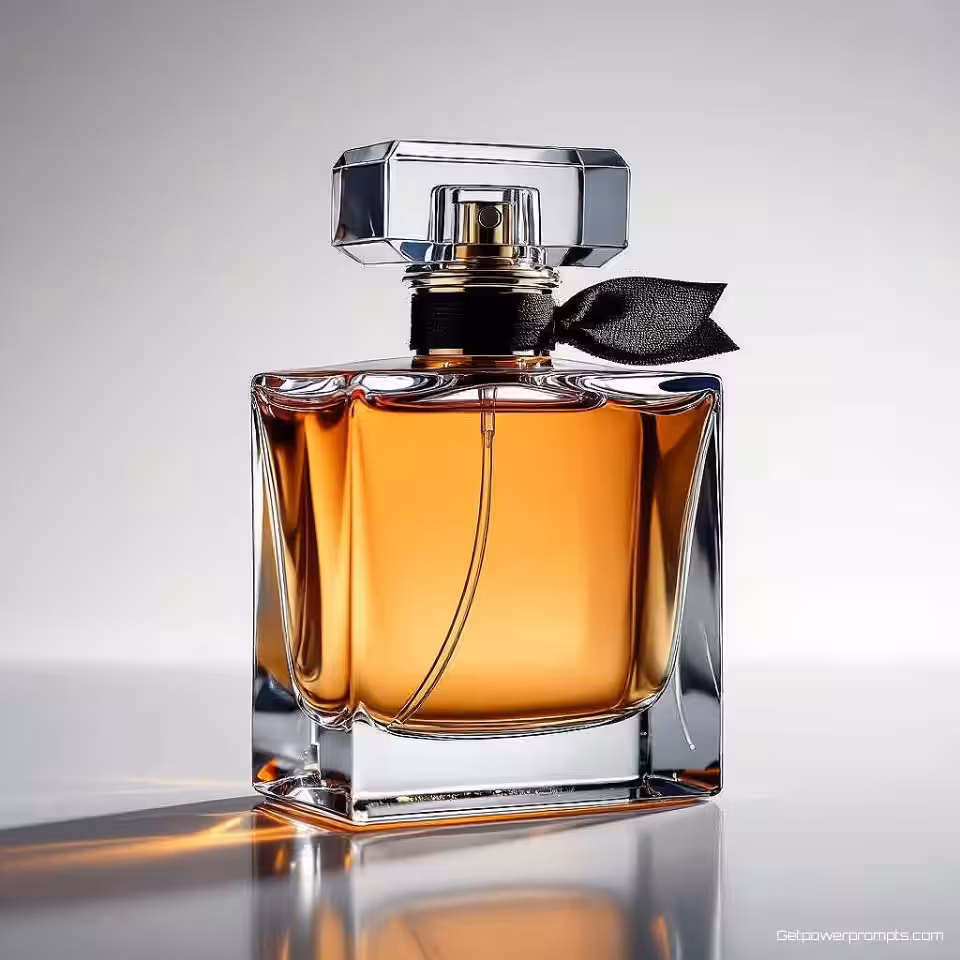 Parfumfles, hero shot fotografie, fotorealistisch stijl, studio wit achtergrond, dramatische studiobelichting verlichting, close-up perspectief, dramatisch atmosfeer, dramatische productpresentatie, professionele marketing esthetiek, scherpe focus, commerciële aantrekkingskracht, premium visuele presentatie