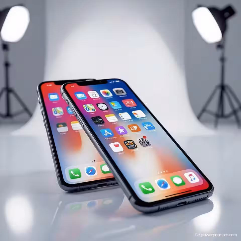 Smartphone, promotionele productpresentatie, fotorealistisch stijl, studio achtergrond, studiobelichting verlichting, close-up perspectief, modern atmosfeer, levendige promotionele esthetiek, professionele marketingaantrekkingskracht, scherpe productfocus, commerciële fotografie kwaliteit