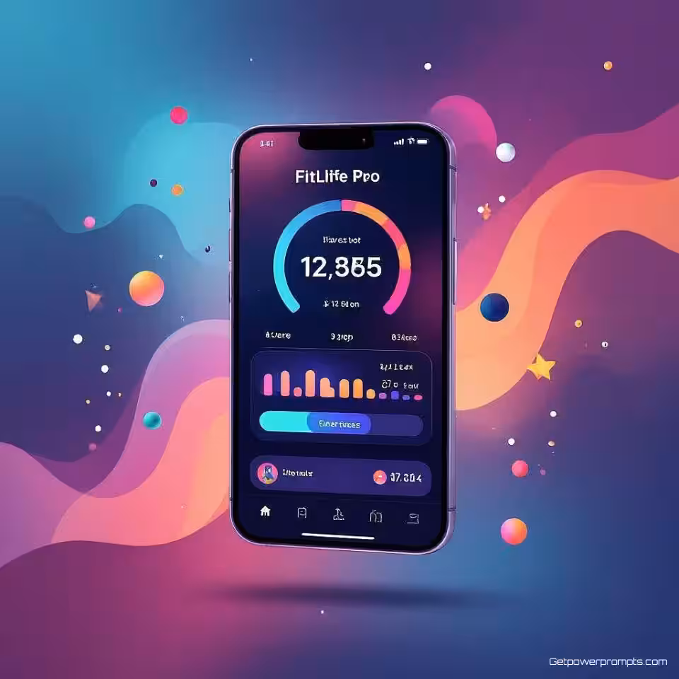 FitLife Pro App, social media grafisch ontwerp, 3D render stijl, energiek sfeer, verloop achtergrond, zacht belichting, levendige promotie-esthetiek, moderne compositie, opvallende visuele weergave, marketingaantrekkingskracht, professionele digitale kunst