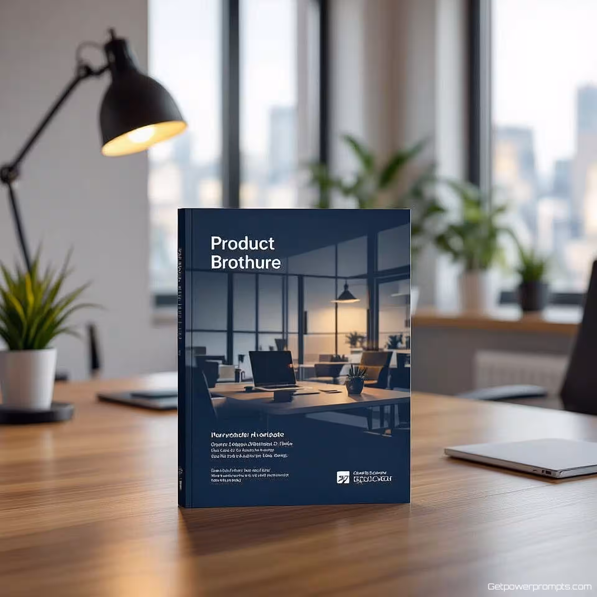 Productbrochure, fotorealistisch mockup, kantoortafel achtergrond, zacht natuurlijk licht verlichting, professioneel sfeer, professionele presentatie, realistische plaatsing, schone compositie, veelzijdige marketingvisual, zakelijk document esthetiek