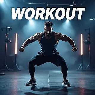 Workout demonstratie, fotorealistisch miniatuurontwerp, studio achtergrond, dramatisch verlichting, energiek sfeer, klikwaardige compositie, professionele marketingvisual, aandacht trekkende esthetiek, schone typografie-integratie, videocontent promotie