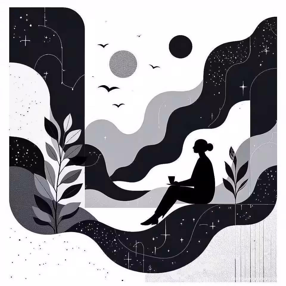 Milieuduurzaamheid, minimalistisch, beschouwend sfeer, monochroom, abstracte redactionele illustratie, geometrische vormen, vloeiende vormen, klaar voor tijdschriftopmaak, professioneel kunstwerk, conceptueel ontwerp, moderne esthetiek, publicatiekwaliteit