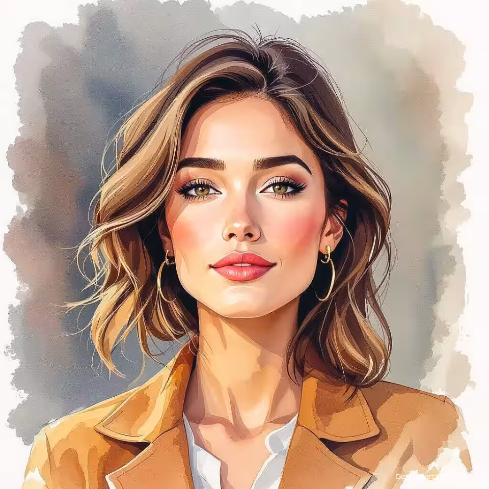 Kunstenaar, aquarel, bedachtzaam sfeer, portret perspectief, pastelkleuren, redactionele karakterillustratie, expressieve kenmerken, klaar voor tijdschriftindeling, professioneel kunstwerk, narratief vertellen, schone lijnen, publicatiekwaliteit