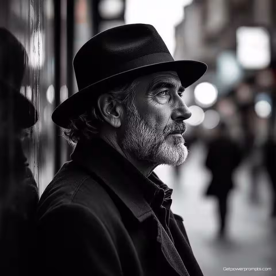 Ongepland straatportret, zwart-wit fotografie, dramatisch sfeer, close-up perspectief, dramatische zijbelichting belichting, redactioneel verhalen vertellen, hoog contrast, dramatische schaduwen, professionele magazine feature, tijdloze esthetiek, emotionele diepte, authentiek moment, ondiepe scherptediepte, monochrome compositie, redactionele kwaliteit, visueel verhaal