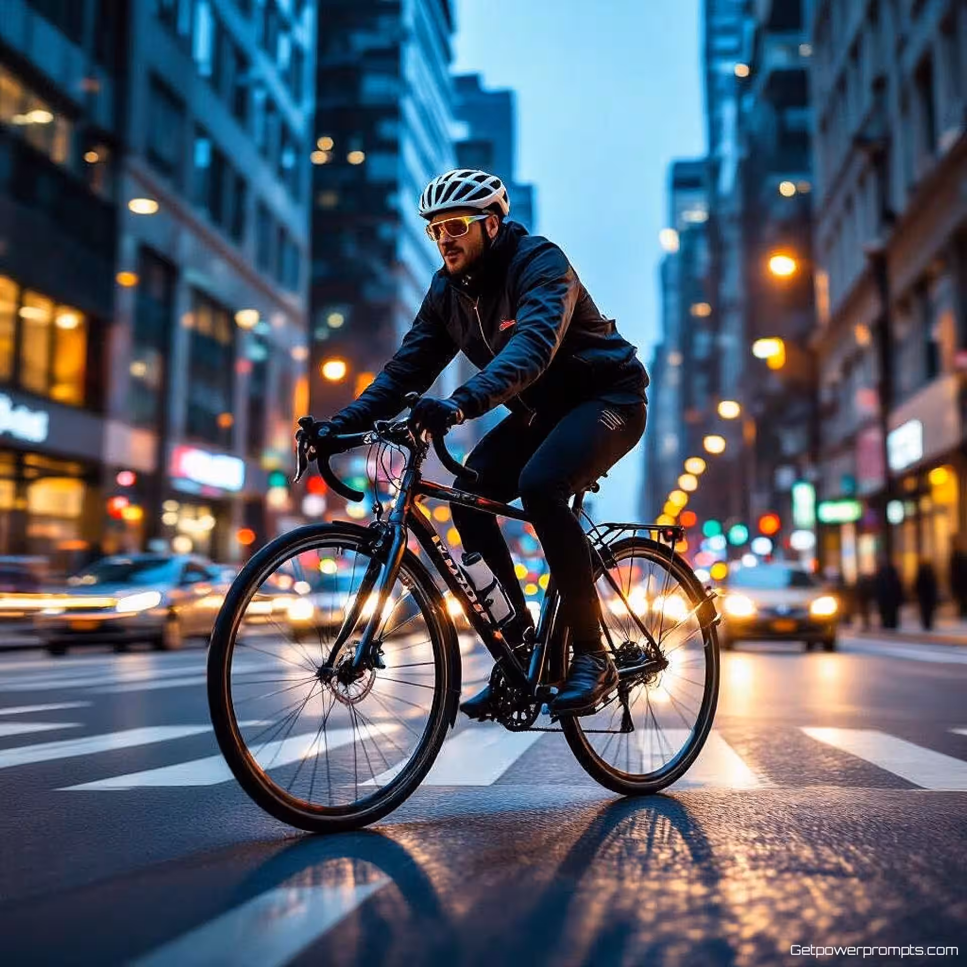 Fietser in stadsstraten, bewegingsfotografie, energiek sfeer, laaghoekperspectief perspectief, dramatische zijbelichting belichting, bevroren actie effect beweging, redactioneel verhalen vertellen, tijdschriftartikel, professionele kwaliteit, dynamische energie, bevroren actie, redactioneel verhaal, professionele fotografie, visuele impact, redactionele diepgang