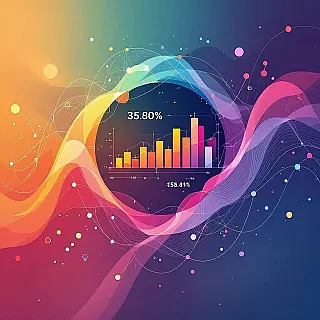 Kwartaalverkoopgegevens, abstracte infographic visualisatie, digitale schilderkunst stijl, verloop achtergrond achtergrond, levendig pastel kleurenschema, vloeiende geometrische vormen, verbonden datastromen, moderne artistieke interpretatie, professionele datapresentatie, conceptuele visualisatie
