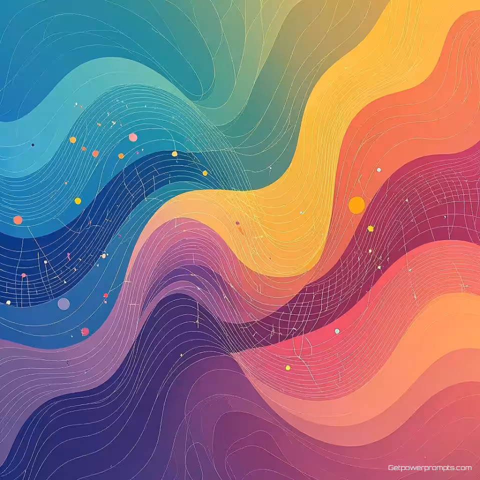 Temperatuurpatronen, abstracte infographic visualisatie, digitale schilderkunst stijl, verloop achtergrond achtergrond, levendig pastel kleurenschema, vloeiende geometrische vormen, verbonden datastromen, moderne artistieke interpretatie, professionele datapresentatie, conceptuele visualisatie