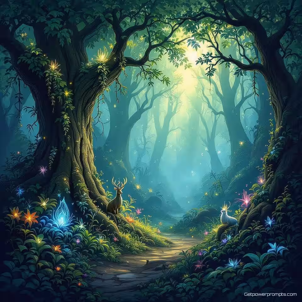 Het Betoverde Bos, digitale schilderkunst fantasy ebook omslag, betoverd bos omgeving, etherische gloed verlichting, mysterieus atmosfeer, magische elementen, etherische gloed, ingewikkelde details, mystieke wezens, betoverd bos, professioneel boekomslagontwerp, epische fantasy esthetiek