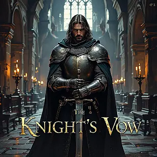 De Gelofte van de Ridder, olieverf schilderij stijl historische fictie ebook omslag, middeleeuwse periode setting, historisch interieur achtergrond, zacht licht belichting, romantische sfeer sfeer, tijdperk-accurate details, authentieke texturen, elegante typografie, professionele boekomslagontwerp, subtiele historische elementen