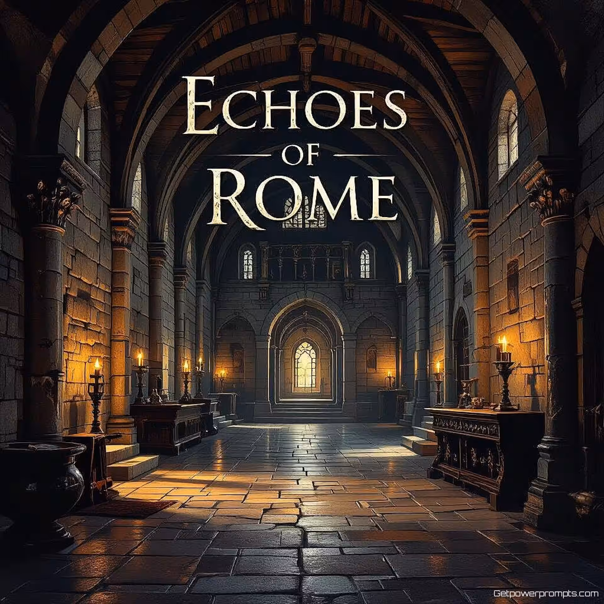 Echo's van Rome, olieverf schilderij stijl historische fictie ebook omslag, middeleeuwse periode setting, historisch interieur achtergrond, zacht licht belichting, romantische sfeer sfeer, tijdperk-accurate details, authentieke texturen, elegante typografie, professionele boekomslagontwerp, subtiele historische elementen