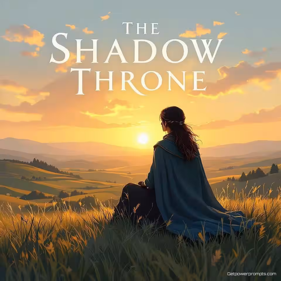 The Shadow Throne, digitale illustratie young adult fictie ebook omslag, natuurlijk landschap achtergrond, dramatische verlichting verlichting, dromerig sfeer, coming-of-age esthetiek, emotioneel verhaal, karaktergedreven ontwerp, subtiele symboliek, hedendaagse typografie, professionele publicatiestijl, authentieke jeugdrepresentatie