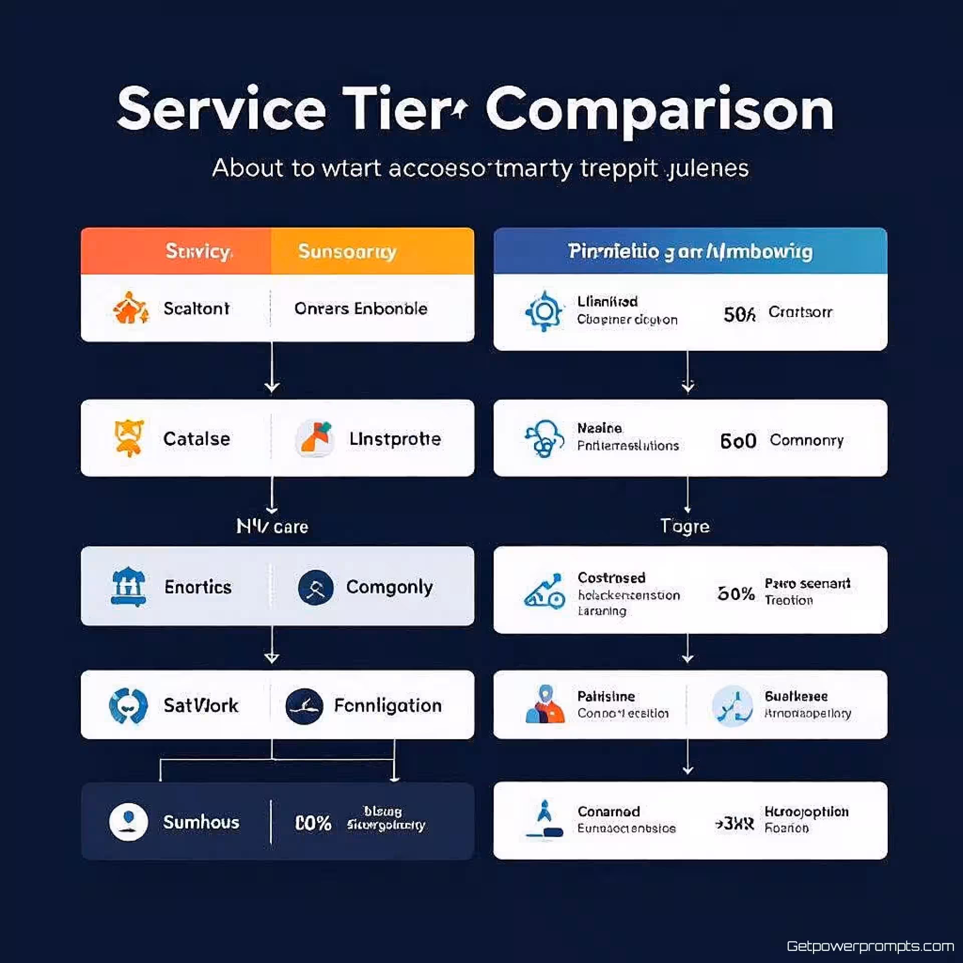 Serviceniveau vergelijking, flat design, professioneel sfeer, vergelijkingstabel visualisatie, redactionele lay-out, schone witte achtergrond, koele tonen, professioneel whitepaper diagram, naast-elkaar-analyse, schone gegevensvergelijking, zacht verlichting, informatiehiërarchie, modern redactioneel ontwerp