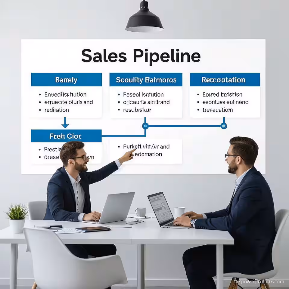 Verkooppijplijnfasen, schone infographicstijl, professionele atmosfeer sfeer, processtroomvisualisatie, schone witte achtergrond achtergrond, zacht diffuus licht verlichting, stapsgewijze infographic, redactioneel procesmapping, professionele workflowillustratie