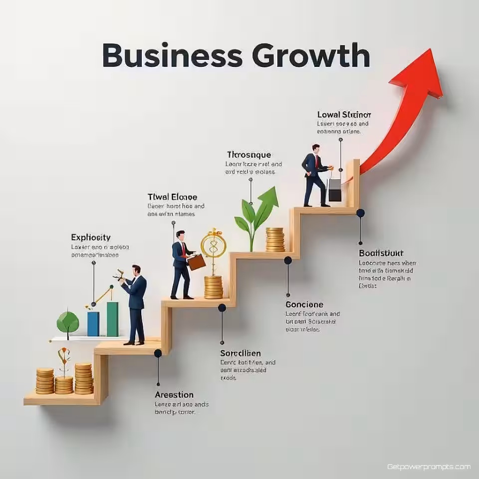 Bedrijfsgroei fasen, infographic, professioneel sfeer, tijdlijn infographic, schone witte achtergrond, natuurlijk licht verlichting, chronologische voortgangsvisualisatie, mijlpaalmarkeringen, redactionele tijdlijnopmaak, professionele casestudy-narratief