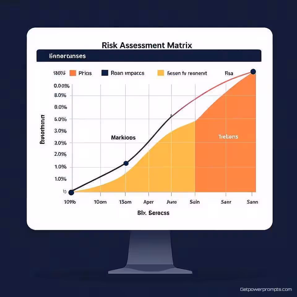 Financiële risicoanalyse, schone infographic, professioneel sfeer, risicobeoordelingsmatrix visualisatie, schone witte achtergrond achtergrond, zacht diffuus licht verlichting, waarschijnlijkheid-impact raster, dreigingsniveau indicatoren, professionele risicoanalyse, redactionele beveiligingsbeoordeling, visuele risicokartering, kwetsbaarheidsidentificatie