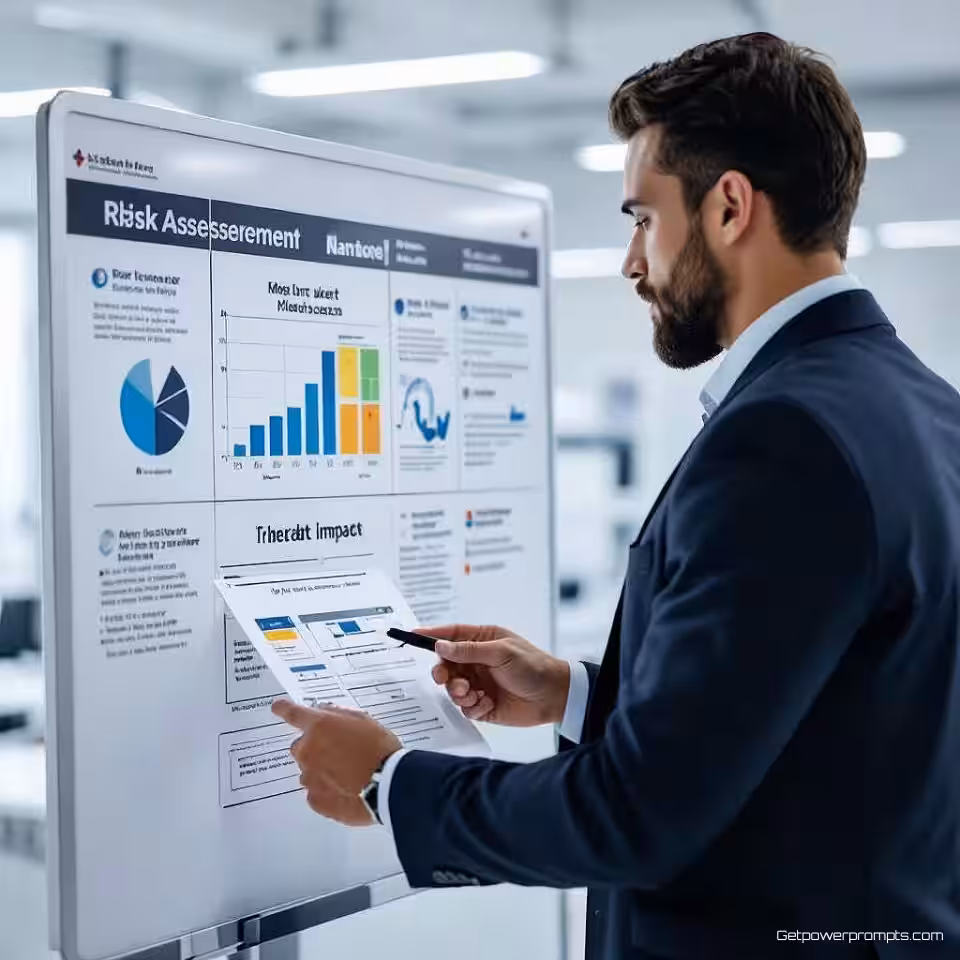 Project risico-evaluatie, schone infographic, professioneel sfeer, risicobeoordelingsmatrix visualisatie, schone witte achtergrond achtergrond, zacht diffuus licht verlichting, waarschijnlijkheid-impact raster, dreigingsniveau indicatoren, professionele risicoanalyse, redactionele beveiligingsbeoordeling, visuele risicokartering, kwetsbaarheidsidentificatie