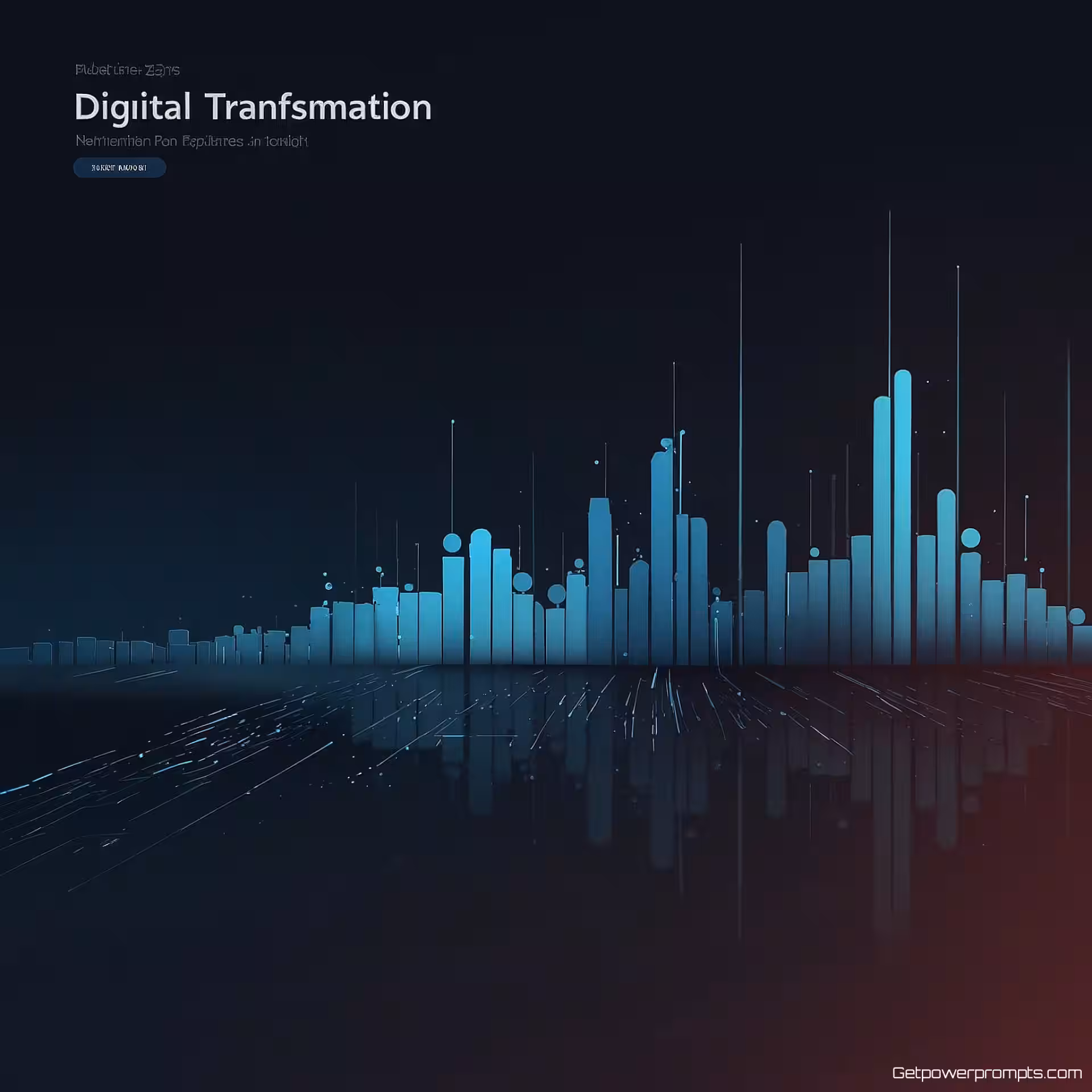 Digitale transformatie, minimalistische illustratie, effen kleur achtergrond achtergrond, dramatisch contrast verlichting verlichting, koele blauwtinten, professioneel dia-ontwerp, schone compositie, presentatieklare visuele weergave