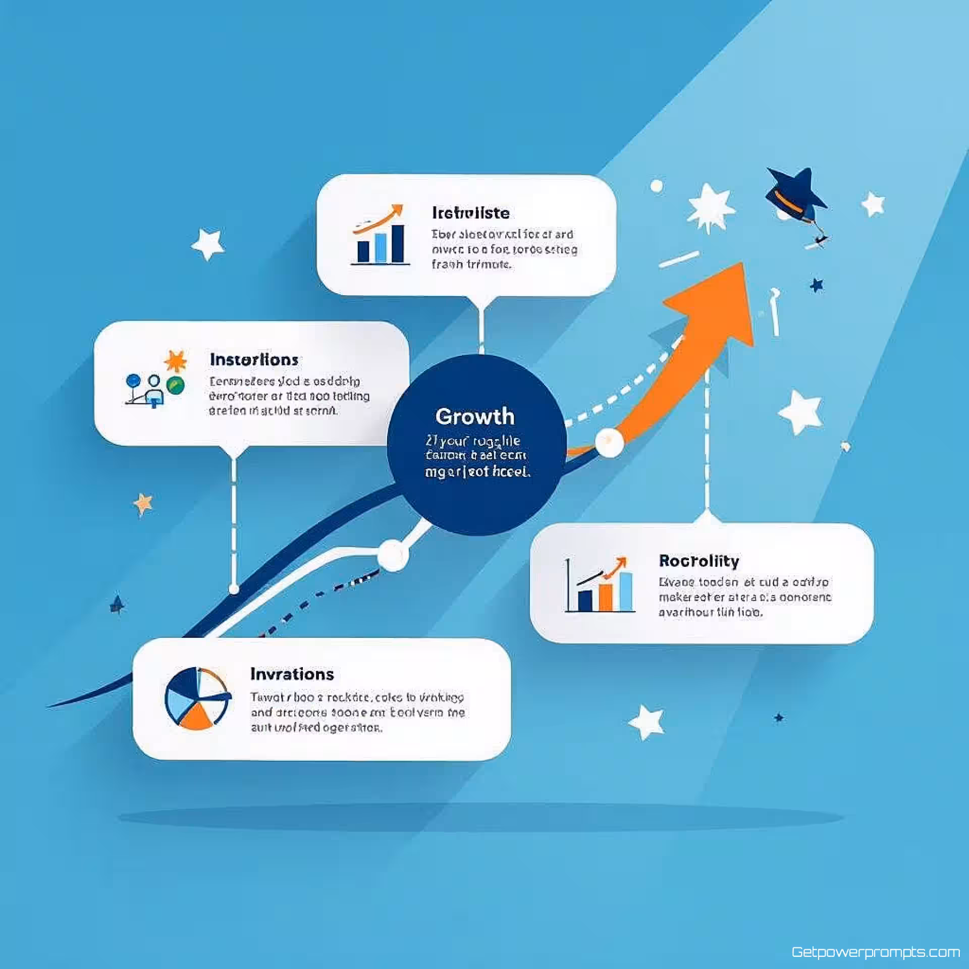 Bedrijfsgroei mijlpalen, flat design, gradiënt achtergrond achtergrond, studiolicht verlichting, koele tonen, tijdlijnvisualisatie, moderne presentatiedia, horizontale compositie, professionele corporate esthetiek, schone geometrische elementen, subtiele voortgangsindicatoren, gecentreerde lay-out, zachte schaduwen