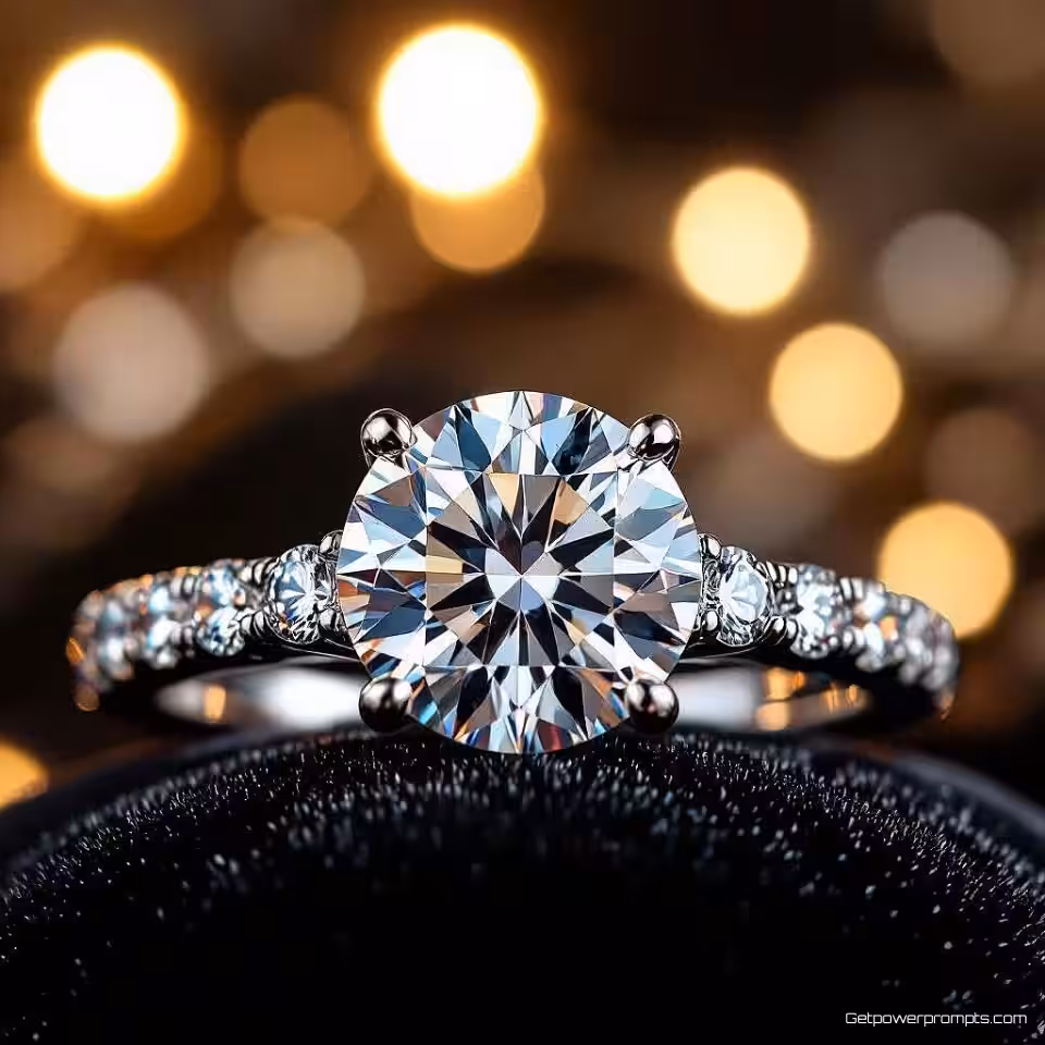 Diamanten verlovingsring, macrofotografie, studiobelichting belichting, zwarte fluwelen achtergrond achtergrond, kleine scherptediepte, extreme close-up, ingewikkeld metaalwerk, edelsteendetails, warme tonen, fotorealistisch, gedetailleerd vakmanschap, reflecterende oppervlakken, fijne texturen