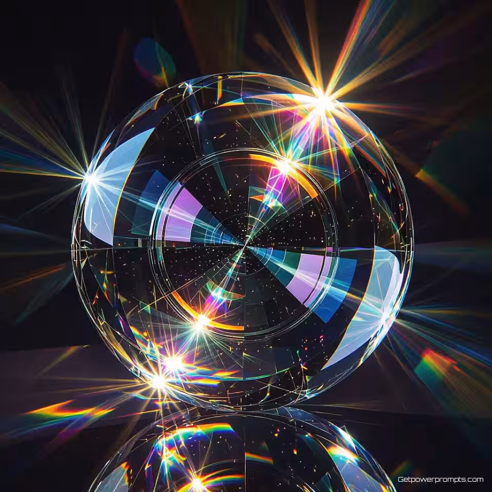 Optische lens, experimentele glasfotografie, fotorealistisch, levendige regenboog, macro perspectief, zacht diffuus verlichting, effen zwart achtergrond, brekingsvervorming, lichtbuigpatronen, optische illusies, transparante materialen, abstracte breking, geometrische lichtdispersie, experimentele compositie, ingewikkelde glasstructuren