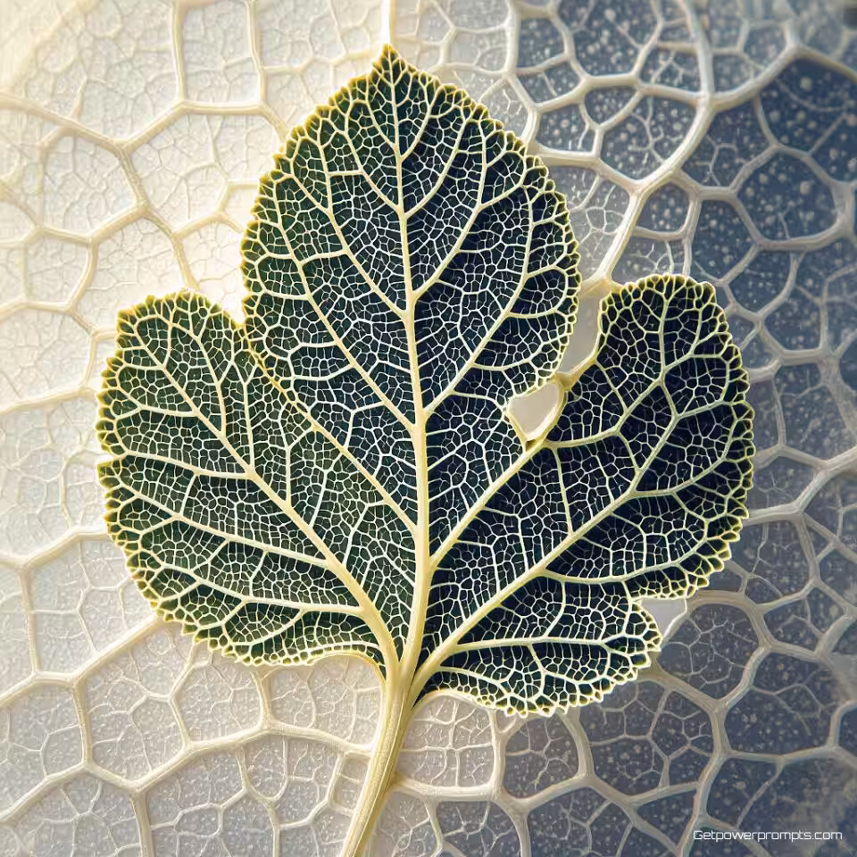 Bladnervatuur, experimentele biomorfe fotografie, fotorealistisch, aardse tinten, macroperspectief, zacht diffuus licht belichting, effen zwart achtergrond, cellulaire structuren, biologische patronen, organische groeivormen, microscopische texturen, natuurlijke symmetrie, abstractie van levend materiaal, biologische esthetiek, ingewikkelde organische details