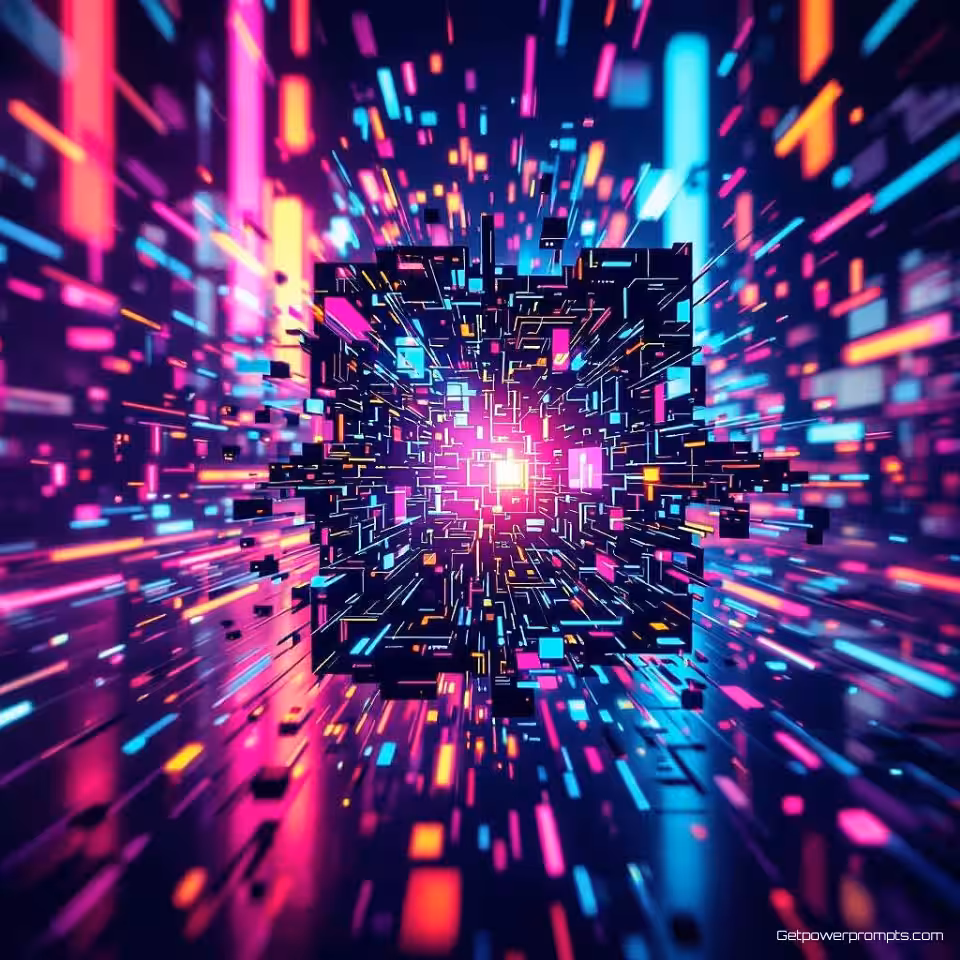 Virtueel object, cyberpunk, neonkleuren, experimentele glitch fotografie, digitaal gloeien verlichting, abstract achtergrond, digitale vervormingseffecten, pixelverplaatsing, data corruptie esthetiek, abstracte digitale artefacten, gefragmenteerde compositie, cyberpunk esthetiek, technologische abstractie