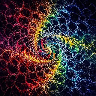 Mandelbrot verzameling, experimentele fractale fotografie, fotorealistisch, levendige regenboog, macroperspectief, dramatisch verlichting, effen achtergrond, wiskundige recursiepatronen, oneindige complexiteit, geometrische zelfgelijkvormigheid, abstracte wiskundige kunst, ingewikkelde fractale structuren, experimentele compositie, digitale wiskundige visualisatie