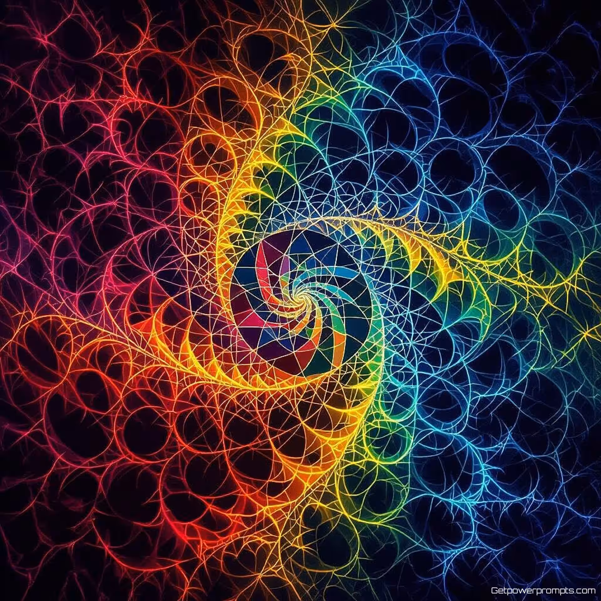 Mandelbrot verzameling, experimentele fractale fotografie, fotorealistisch, levendige regenboog, macroperspectief, dramatisch verlichting, effen achtergrond, wiskundige recursiepatronen, oneindige complexiteit, geometrische zelfgelijkvormigheid, abstracte wiskundige kunst, ingewikkelde fractale structuren, experimentele compositie, digitale wiskundige visualisatie
