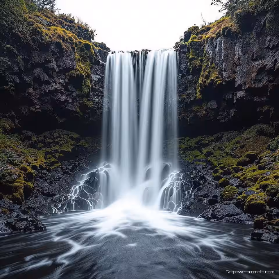 Waterval cascade, experimentele kinetische fotografie, fotorealistisch, monochroom, studio verlichting verlichting, effen achtergrond achtergrond, bewegingsonscherpe effecten, dynamische bewegingspatronen, time-lapse compositie, abstracte bewegingssporen, bevroren animatie, energieflowvisualisatie, temporele vervorming, experimentele opnametechnieken