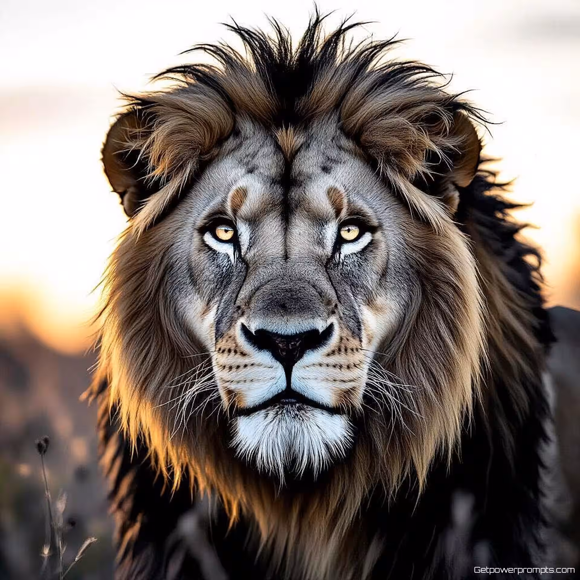 Leeuw, zwart-wit natuurfotografie, close-up perspectief, gouden uur belichting, majestueus sfeer, natuurlijke habitat, diergedrag, monochrome tonen, fijne kunst esthetiek, textuurdetails, omgevingsverhaal, professionele kwaliteit