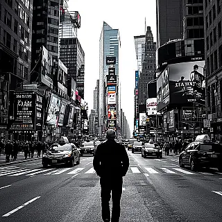 Drukke stadstraat, zwart-wit documentaire fotografie, omgevingsportret perspectief, natuurlijk omgevingslicht belichting, authentieke sfeer sfeer, authentieke momenten, fotojournalistieke stijl, monochrome tonen, spontaan realisme, omgevingscontext, professionele kwaliteit