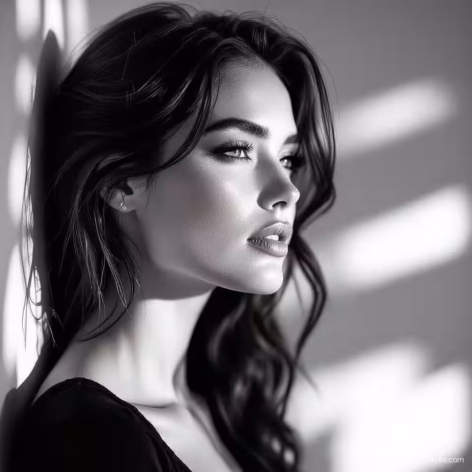 Kunstenaar, zwart-wit portretfotografie, dramatische zijbelichting belichting, beschouwend sfeer, close-up perspectief, hoog contrast, dramatische schaduwen, fine art esthetiek, monochrome tonen, professionele kwaliteit