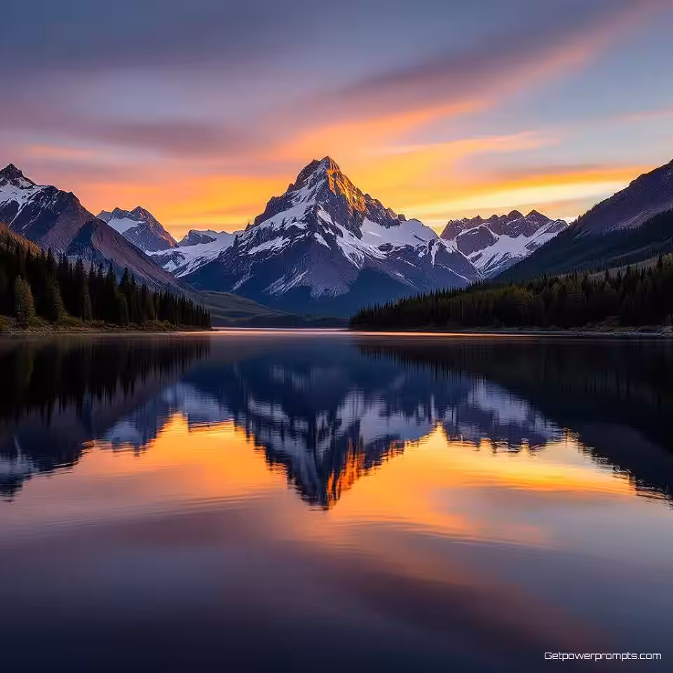 Rustig bergmeer, HDR-fotografie, bergpiek reflecties reflecties, gouden uur belichting belichting, verbeterd dynamisch bereik, groothoek perspectief perspectief, gedetailleerde watertexturen, professionele natuurfotografie, levendige kleuren, scherpe details, dramatische sfeer