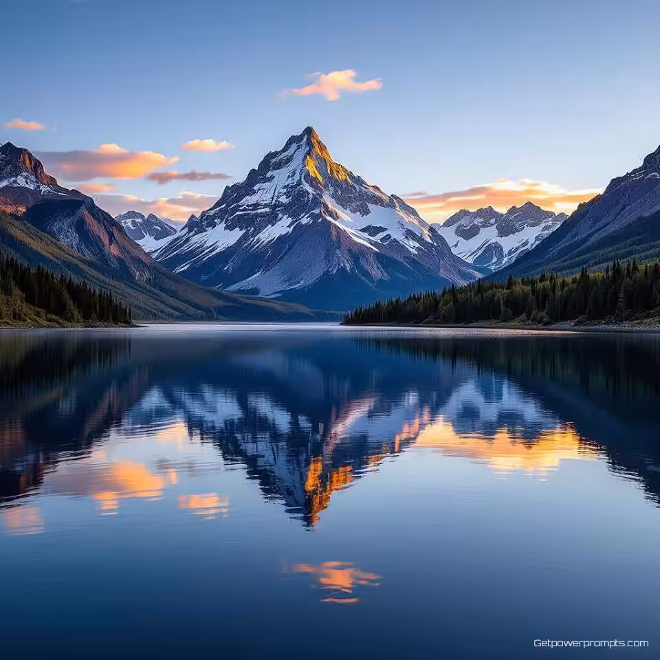 Rustig bergmeer, HDR-fotografie, bergpiek reflecties reflecties, gouden uur belichting belichting, verbeterd dynamisch bereik, groothoek perspectief perspectief, gedetailleerde watertexturen, professionele natuurfotografie, levendige kleuren, scherpe details, dramatische sfeer