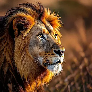 Leeuw, HDR fotografie, gouden uur belichting, verbeterd dynamisch bereik, close-up perspectief, gedetailleerde diertexturen, professionele wildlife fotografie, levendige natuurlijke kleuren, scherpe biologische details, dramatische sfeer, natuurlijke habitat setting