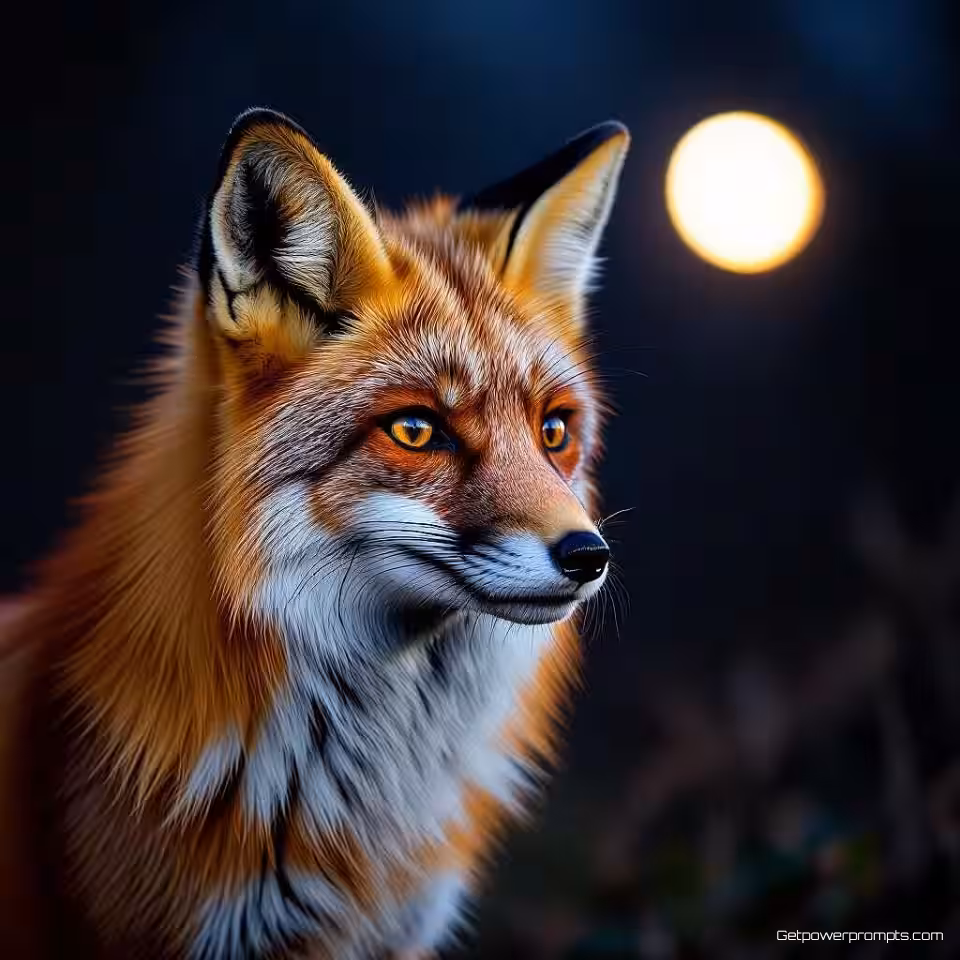 Rode vos, nachtelijke wildlife fotografie, close-up perspectief, maanlicht verlichting, mysterieus atmosfeer, natuurlijke habitat achtergrond, gedetailleerde dierlijke kenmerken, sfeervol, nachtelijk wildlife, professionele natuurfotografie