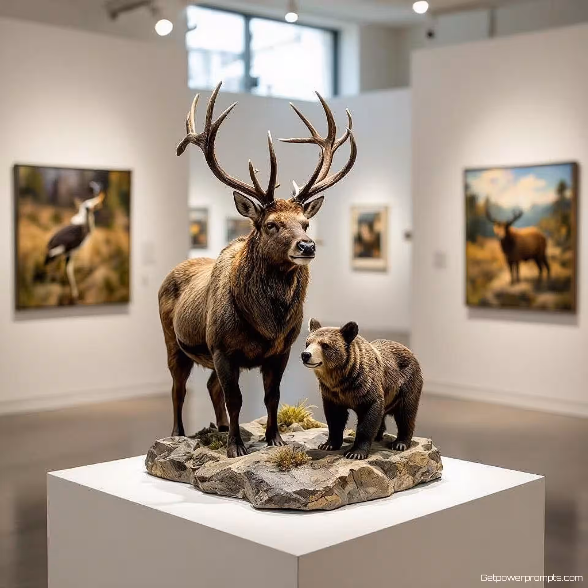 Wildlife Momenten, tentoonstellingspresentatie fotografie, fine art fotografie stijl, galerijverlichting verlichting, verfijnd sfeer, galerijpresentatie, museumkwaliteit, professioneel fotoboek, elegante presentatie, gedetailleerde texturen, verfijnde opstelling, culturele esthetiek, artistieke presentatie