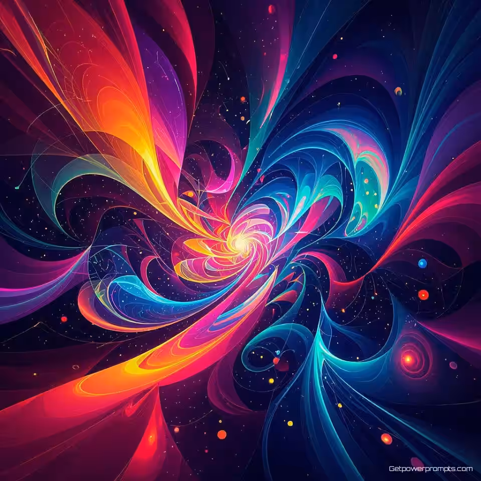 Abstracte vormen, surreële digitale kunst, levendig neon kleurenschema, groothoek perspectief, dramatische verlichting verlichting, droomachtige sfeer, fantasierijke elementen, galeriekwaliteit print, hedendaagse wanddecoratie, digitale schilderstijl, etherische kwaliteit, artistieke expressie