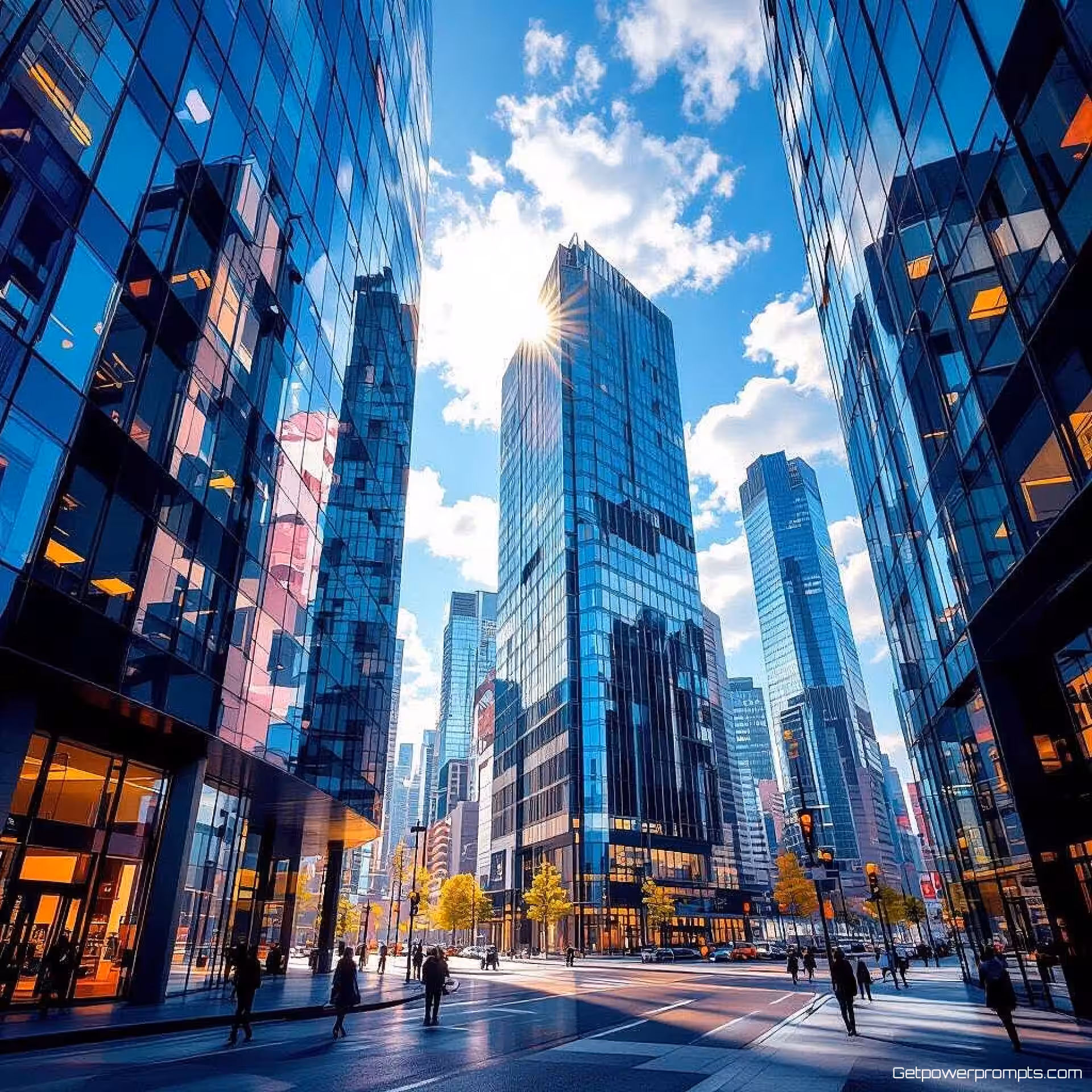 Moderne stadsgebouwen, fijne kunst infraroodfotografie, surrealistisch esthetiek, groothoek perspectief, fel zonlicht verlichting, dromerig atmosfeer, infrarood kleuren tonen, etherisch lichtspectrum, galerij tentoonstellingskwaliteit, surrealistische kleurentransformatie, buitenaards visueel effect