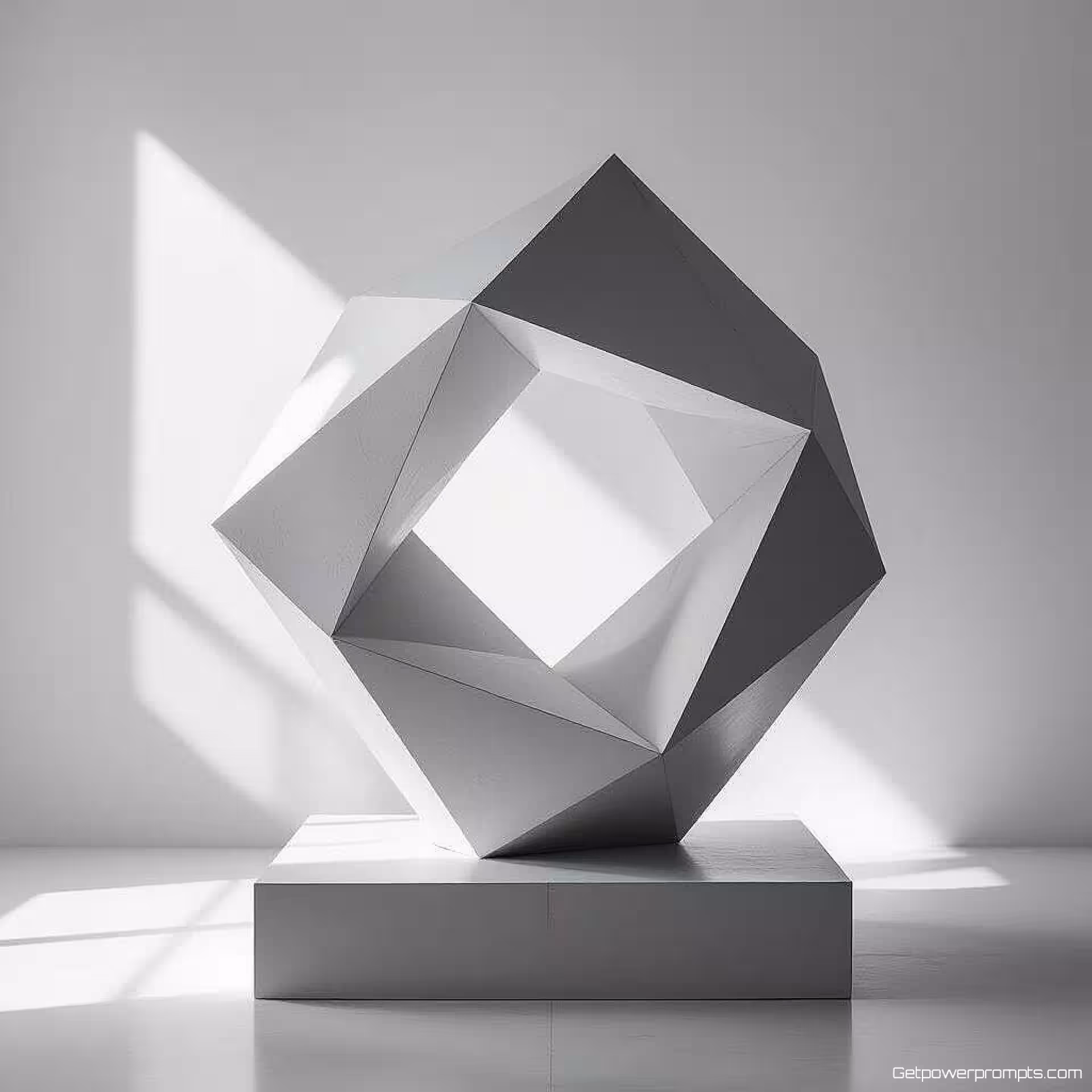 Geometrisch beeld, minimalistische fotokunst, hedendaags esthetiek, gecentreerd perspectief, zacht natuurlijk licht belichting, sereniteit atmosfeer, monochroom tonen, negatieve ruimte, geometrische eenvoud, galerij tentoonstellingskwaliteit, essentiële vormen, gereduceerde elementen, artistieke zuiverheid
